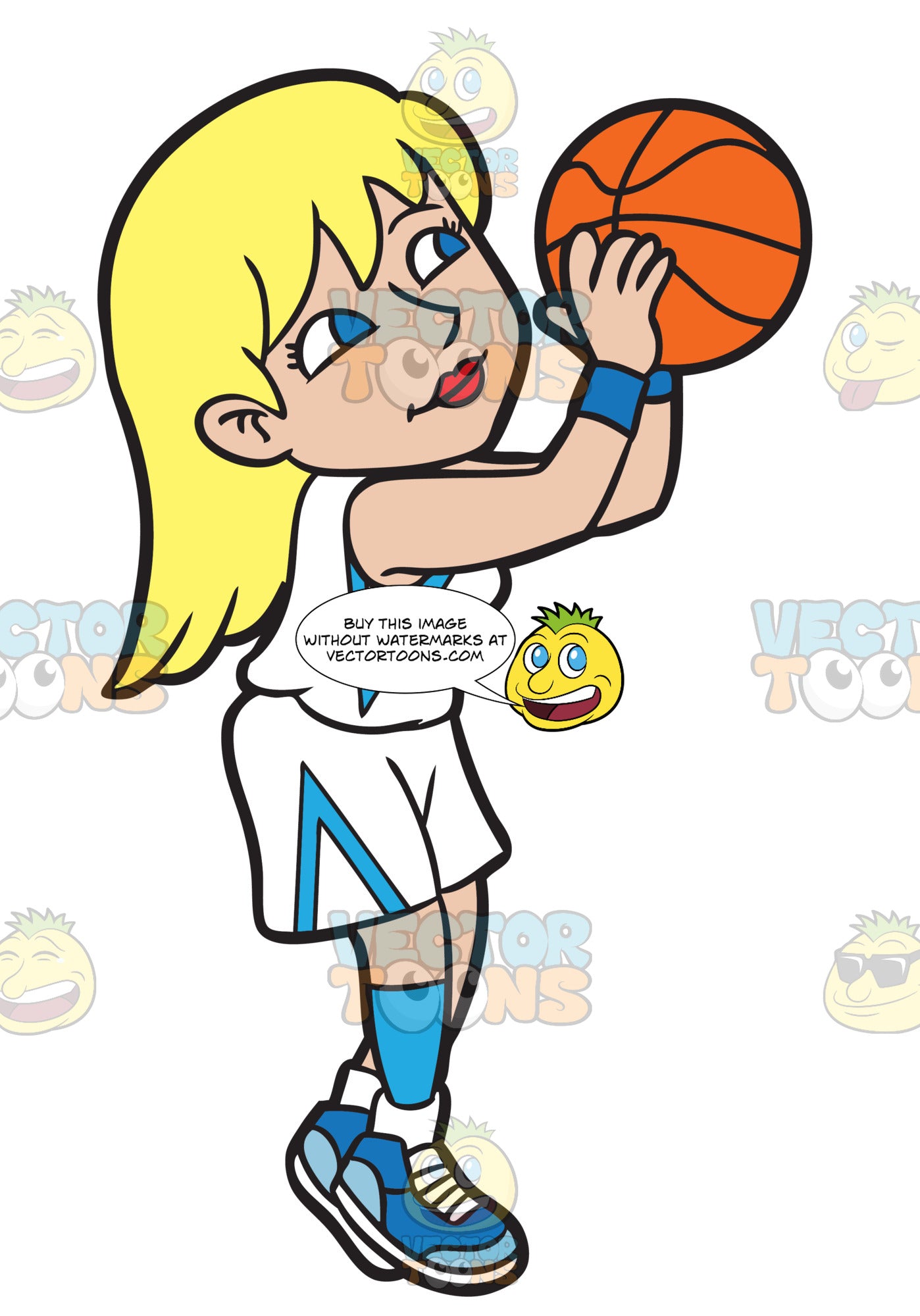 A Female Basketball Player Practices Her Shooting Clipart Cartoons By Vectortoons