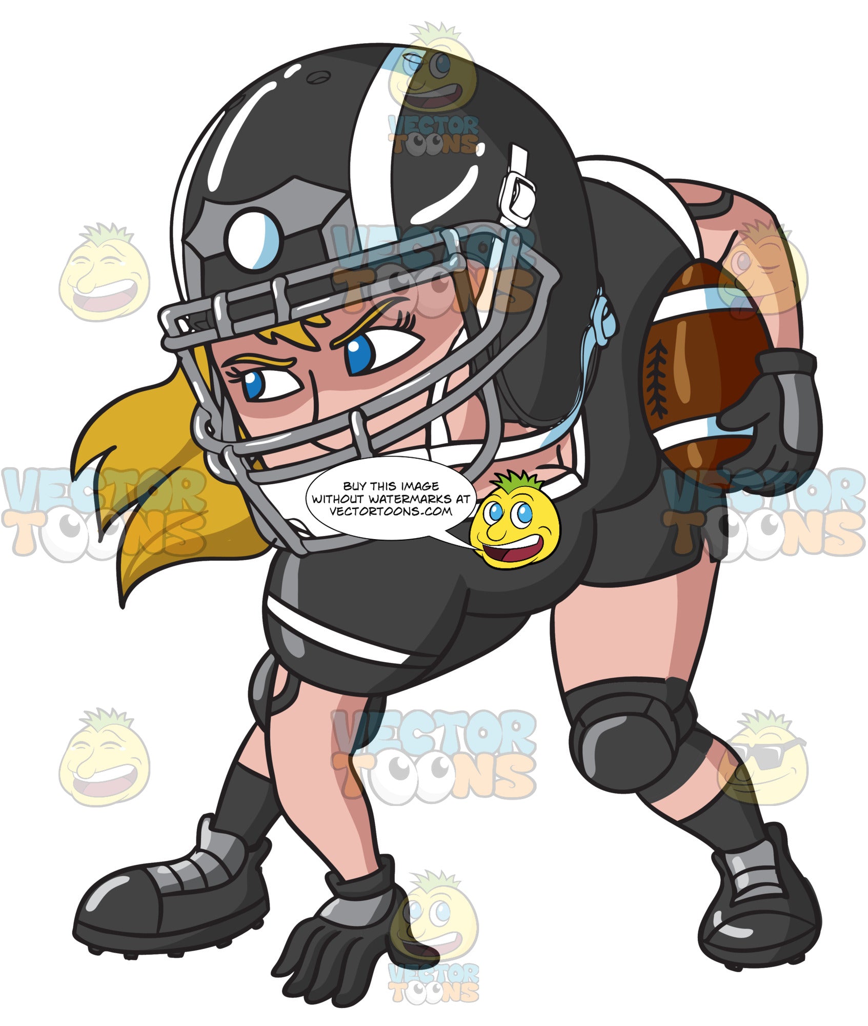 A Female Football Player Ready To Play Clipart Cartoons By