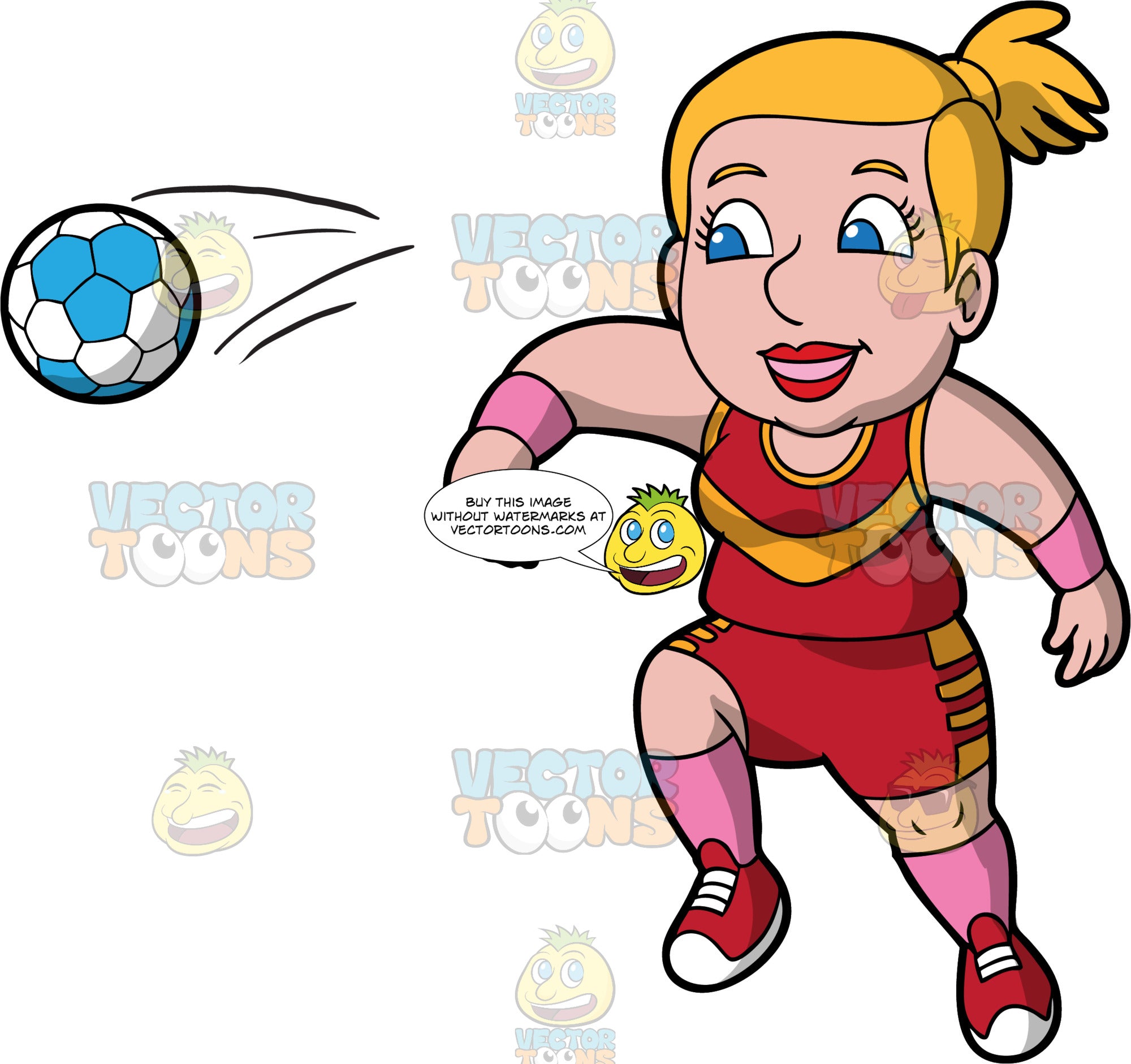 A Happy Woman Spiking A Handball Clipart Cartoons By Vectortoons