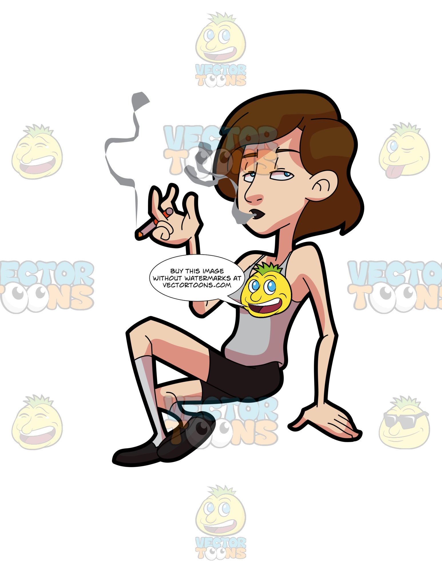 Download A Woman Smoking A Joint Of Cigarette During Her Break Clipart Cartoons By Vectortoons