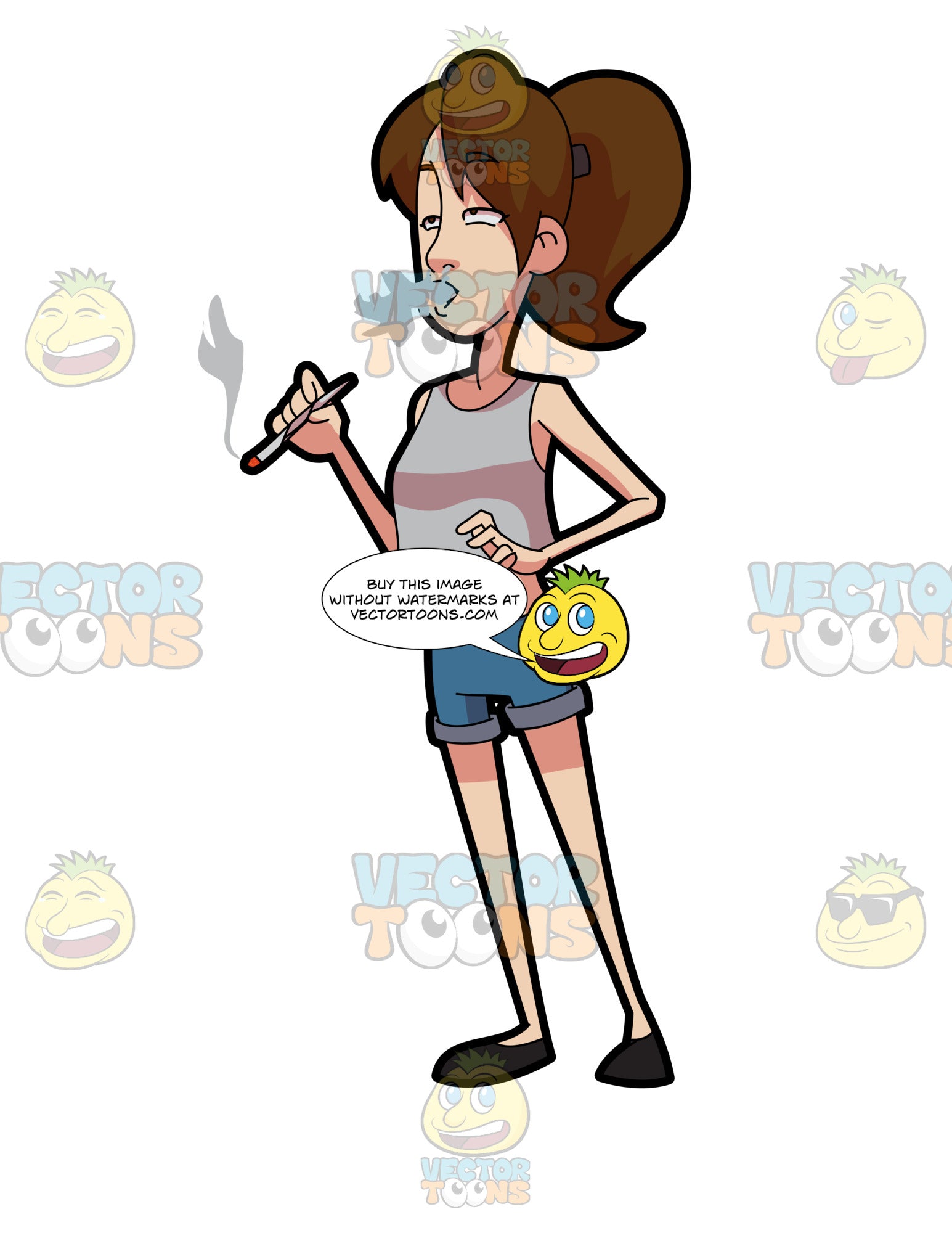 Download A Woman Smoking A Joint Clipart Cartoons By Vectortoons