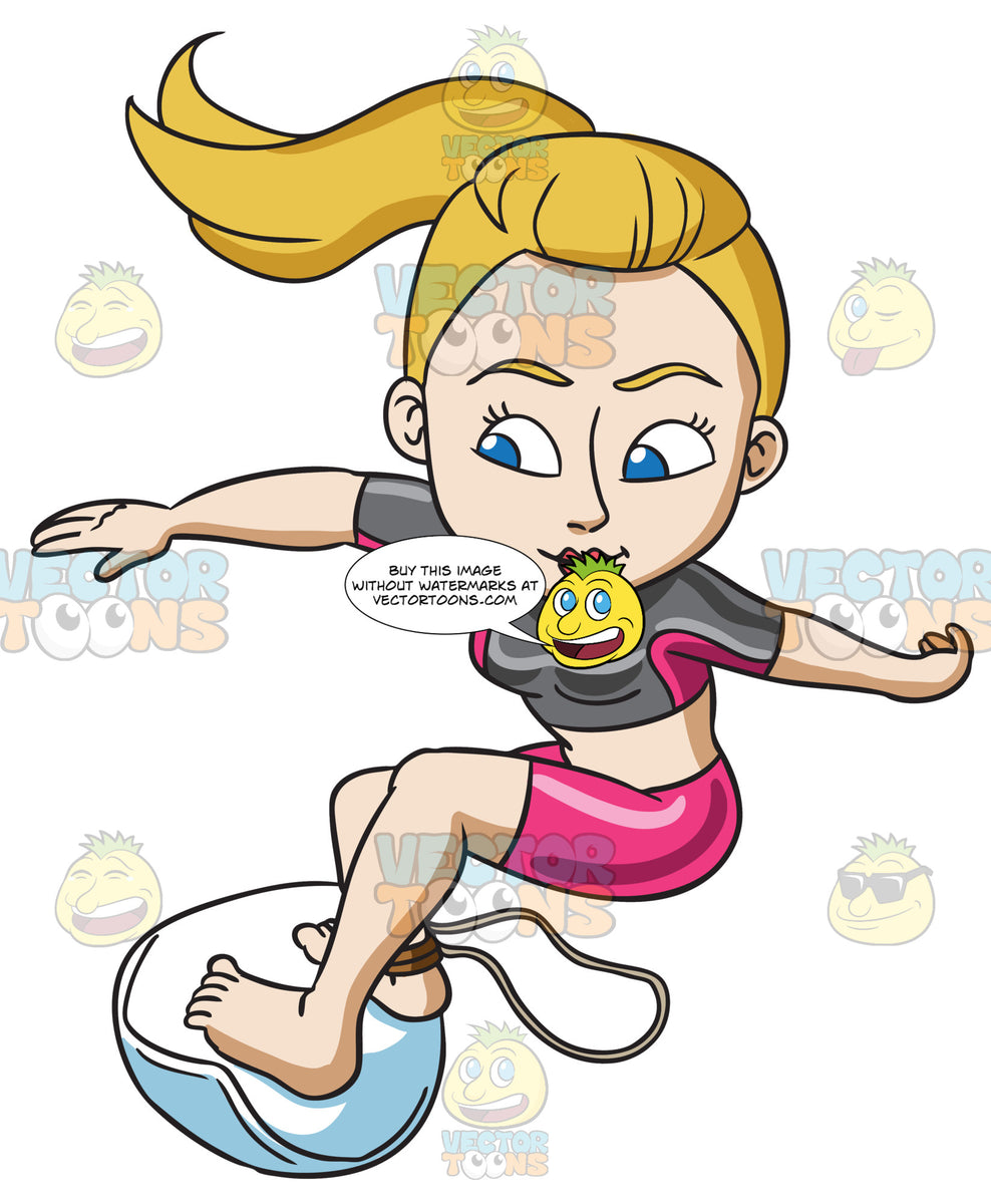 A Woman Having Fun On The Surf Clipart Cartoons By