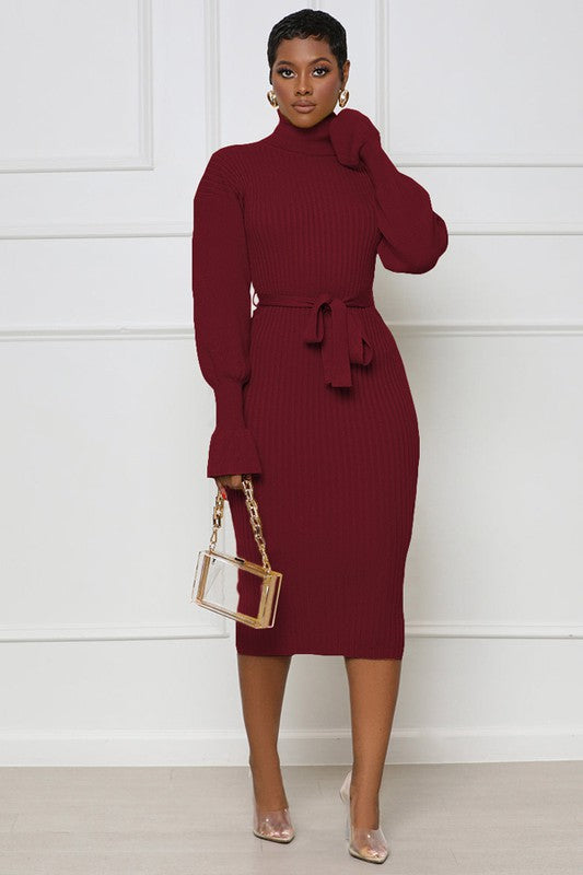 exegese oogst Sinis Lisa Long Sleeve Bodycon Turtleneck Midi Burgundy Sweater Dress –  pinupgirlclothing.com