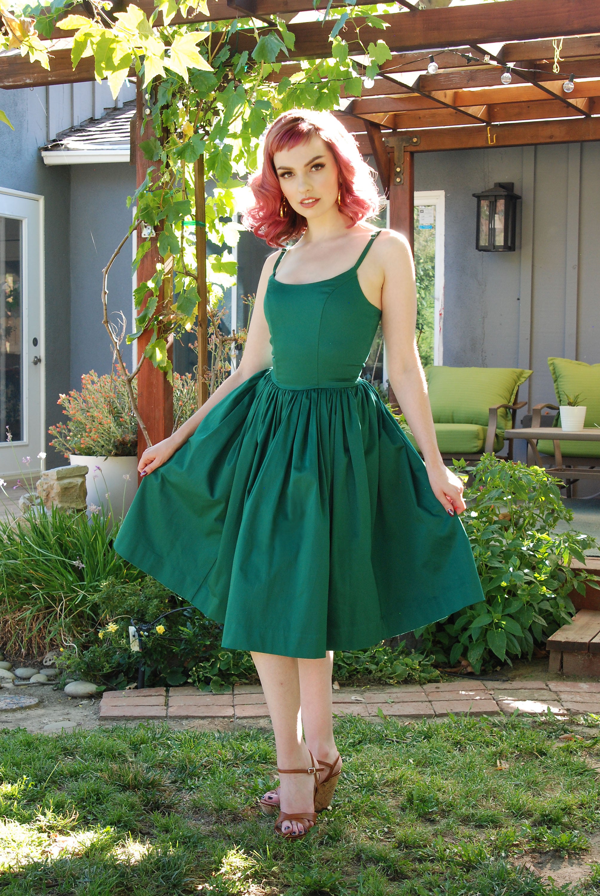 Jenny Swing Dress in Emerald Green 