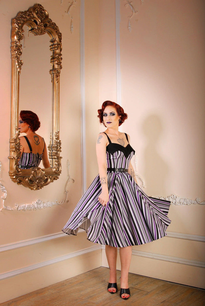 Stephanie Swing Dress In Solstice Stripe Pinup Couture