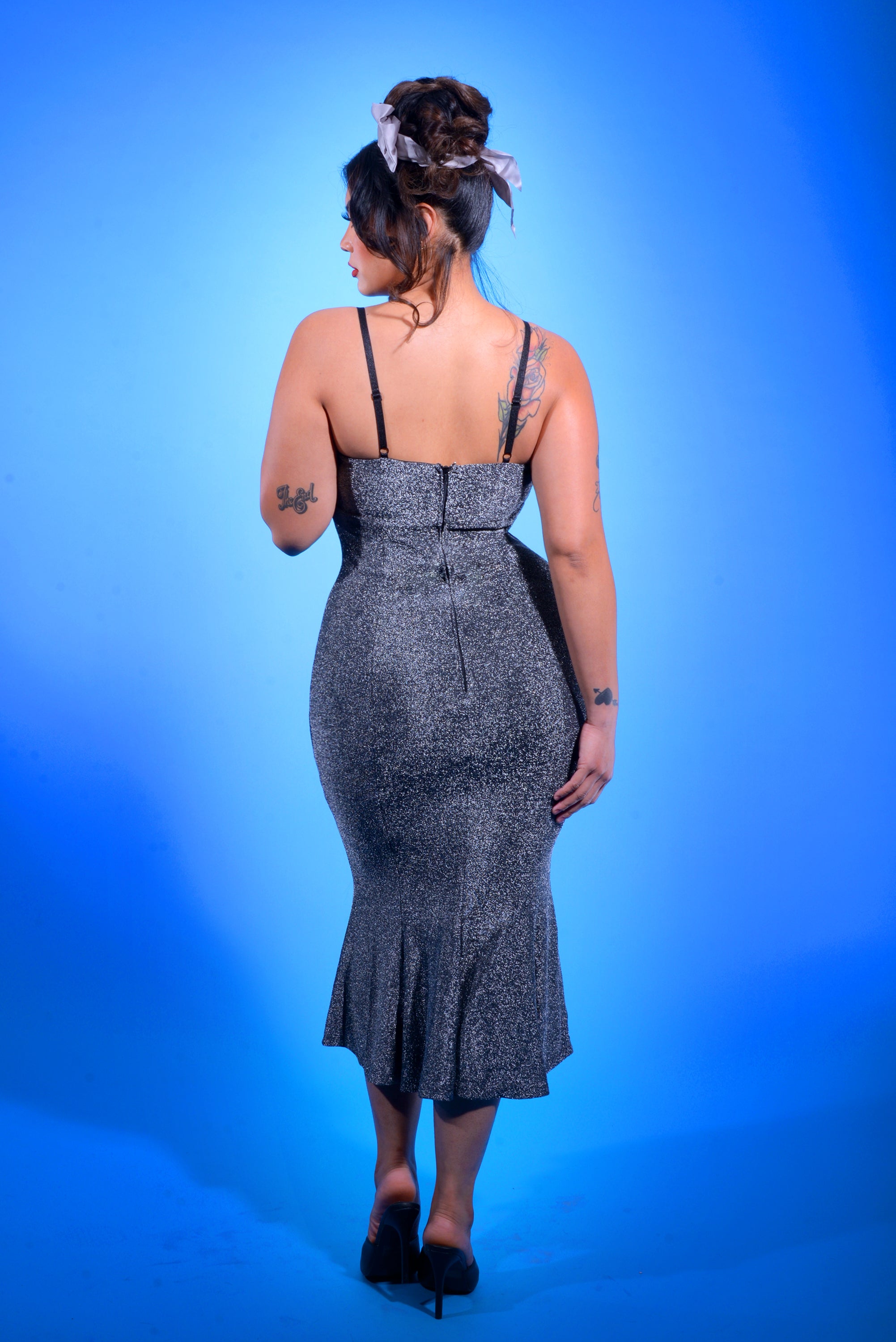 Venus Midi Slip Dress in Silver Lurex | Laura Byrnes Designs ...