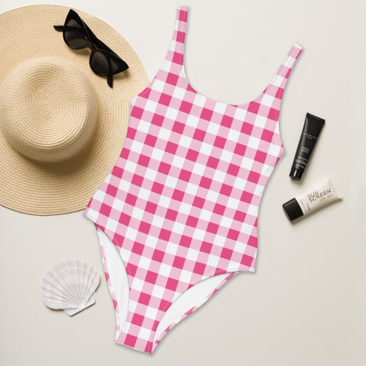 Rory Cherry Girl Pink Gingham One-Piece Swimsuit