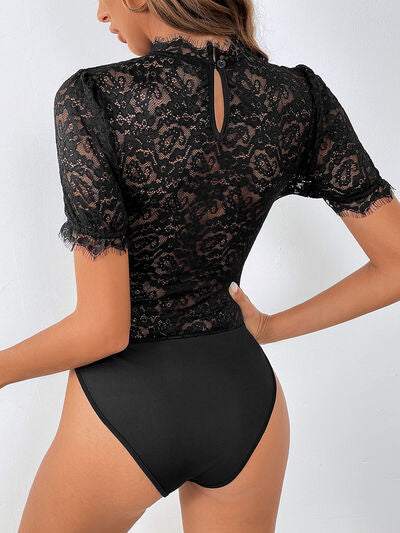 Mina Lace Bishop Sleeve Bustier Bodysuit