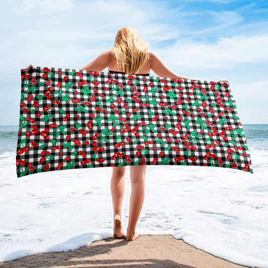 90s Vintage Inspired Blue Gingham Cherry Print Strappy Bikini Set