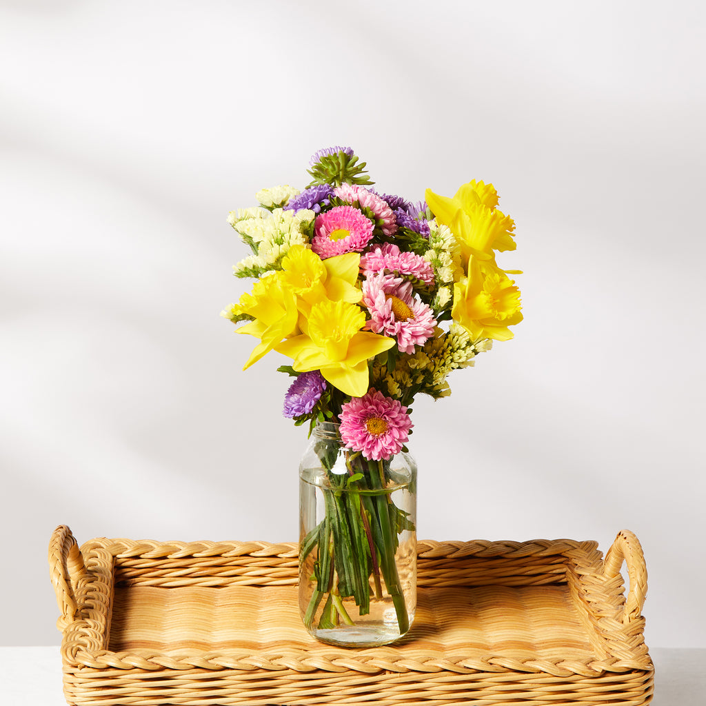 posy of asters and daffodils