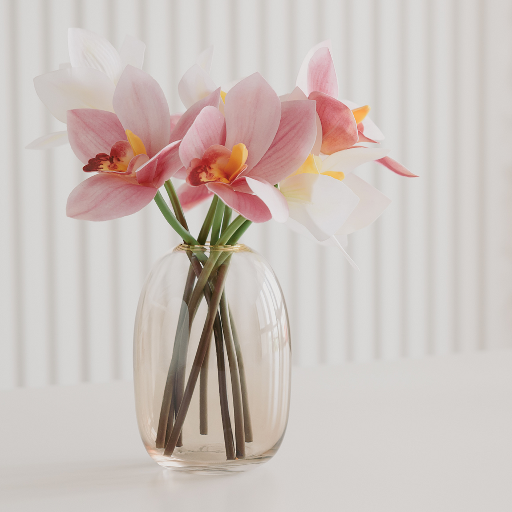 orchids in vase
