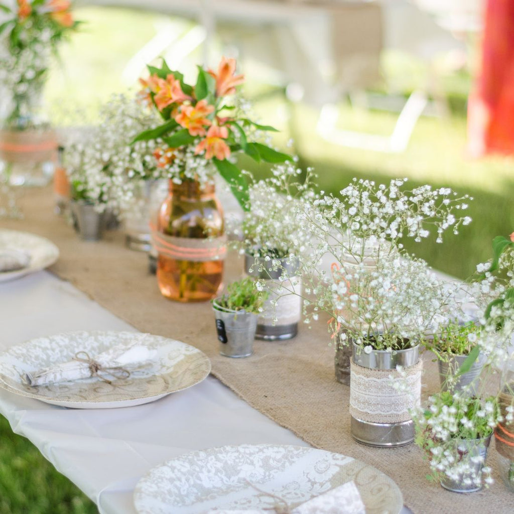 rustic table flower setting
