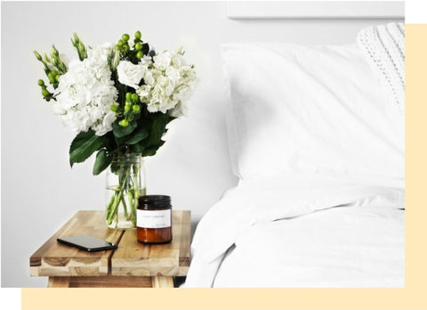 beautiful bouquet on bedside table