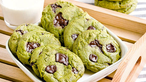 Vegan Matcha & Chocolate Chips Cookies 