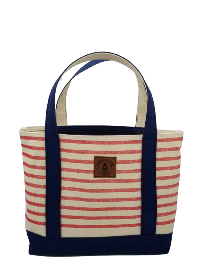 Rogue's Red Striped Large Tote Bag - Navy