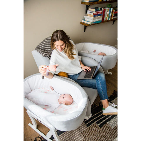 rocking chair with attached bassinet