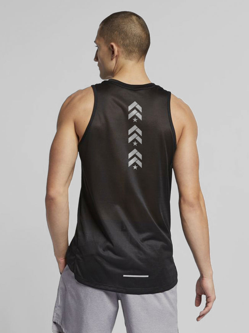 NIKE 3 CHEVRON BLACK DRI-FIT MILER TANK 