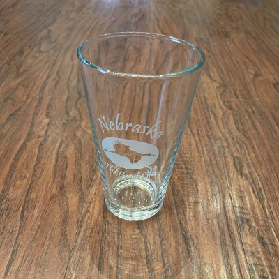 Nebraska Etched Iced Coffee Glass, Bamboo Lid and Straw Included