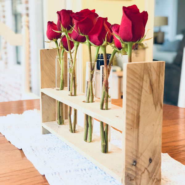 Roses in reclaimed pallet wood centerpiece