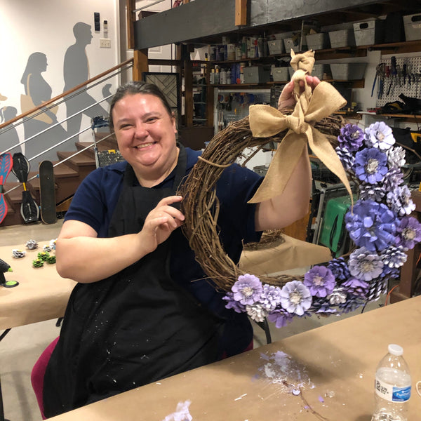 Finished pinecone flower spring wreath Chics With Tools