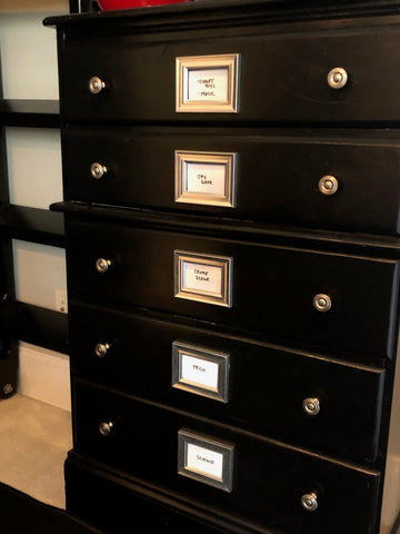 Dresser with labels