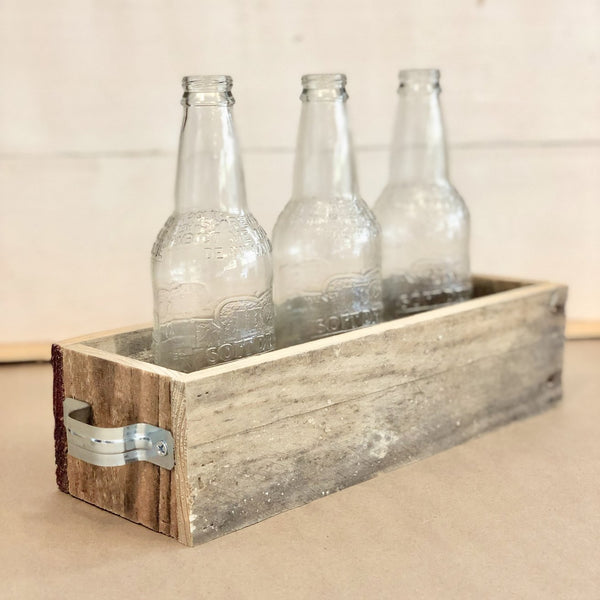 Pallet wood box with bottles
