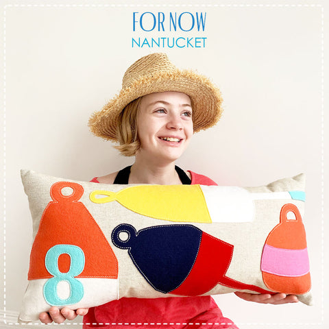 Buoy pillow by Cheeky Monkey Home, sold at For Now Nantucket