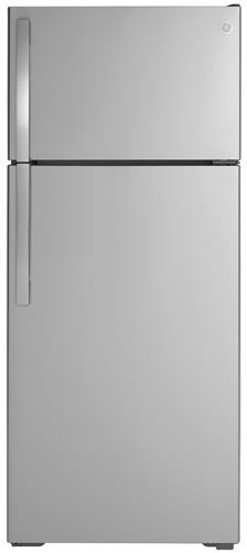 GE® 28'' Freestanding Top-Freezer In Stainless Steel Glass Handle ...