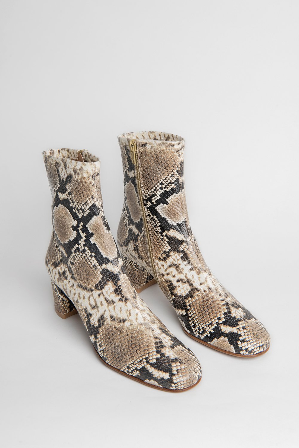 snake print leather boots