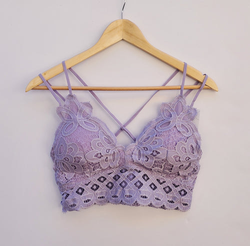 Lavender Lace Bralette with Adjustable Straps by Anemone