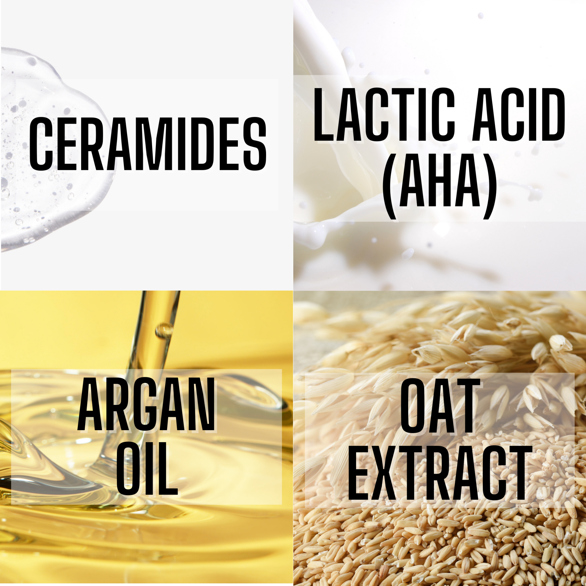 Nourish vulva wash key ingredients ceramides, lactic acid aha, argan oil and oat extract