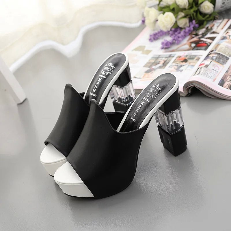  PMUYBHF High Heels Platform Sandals Slippers Sandals Stacked  Heels Sandals Casual Comfort Slippers Two Strap Heeled Sandal Platform  Slide Sandals Ankle Strap Sandal