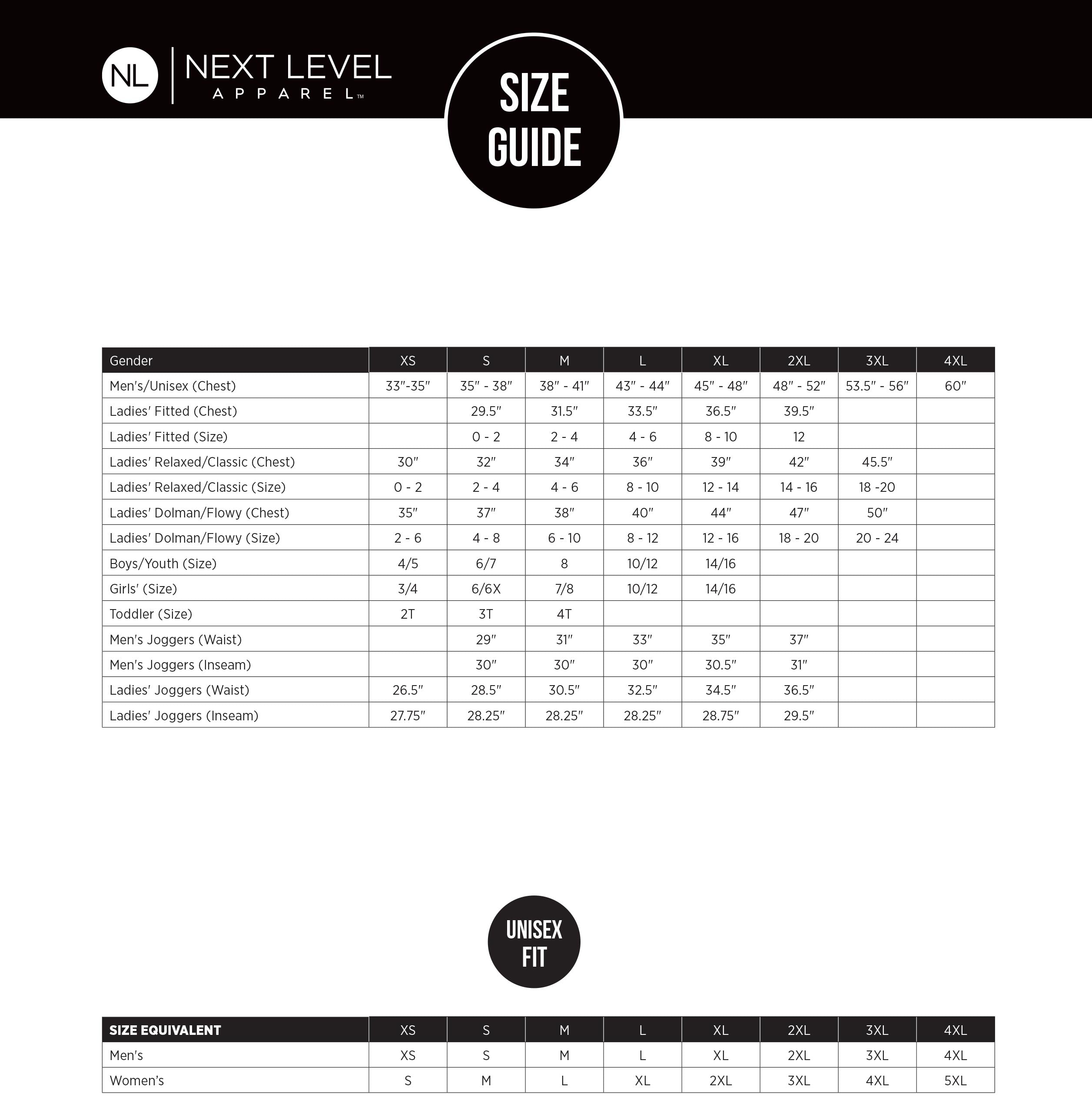 Size Chart – #MyTrilogyLife Shop