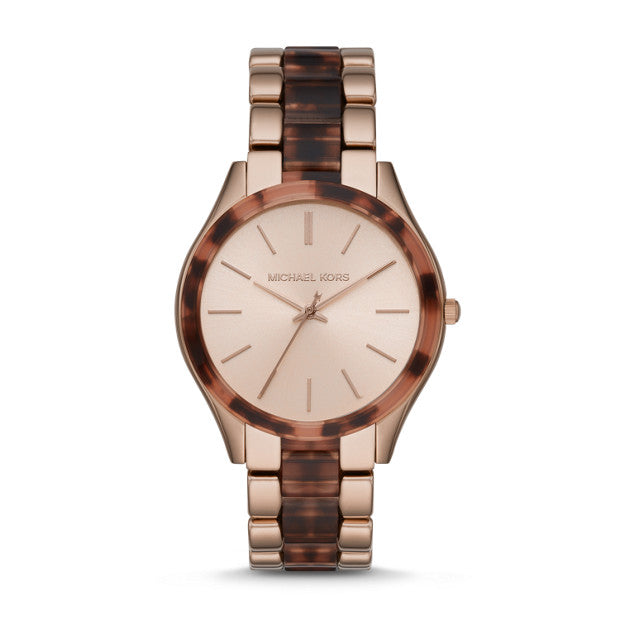 michael kors slim runway two tone watch