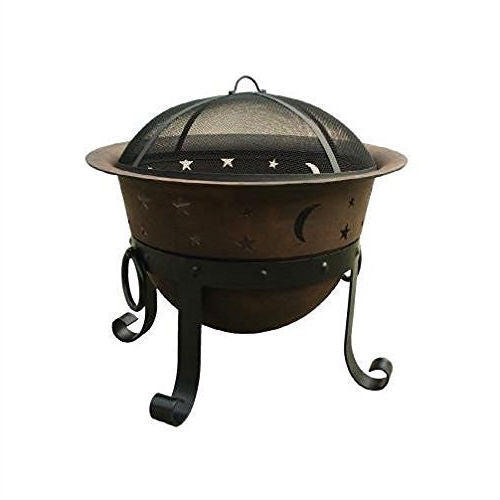 Moon Stars Heavy Duty Cast Iron Outdoor Patio Fire Pit Cauldron