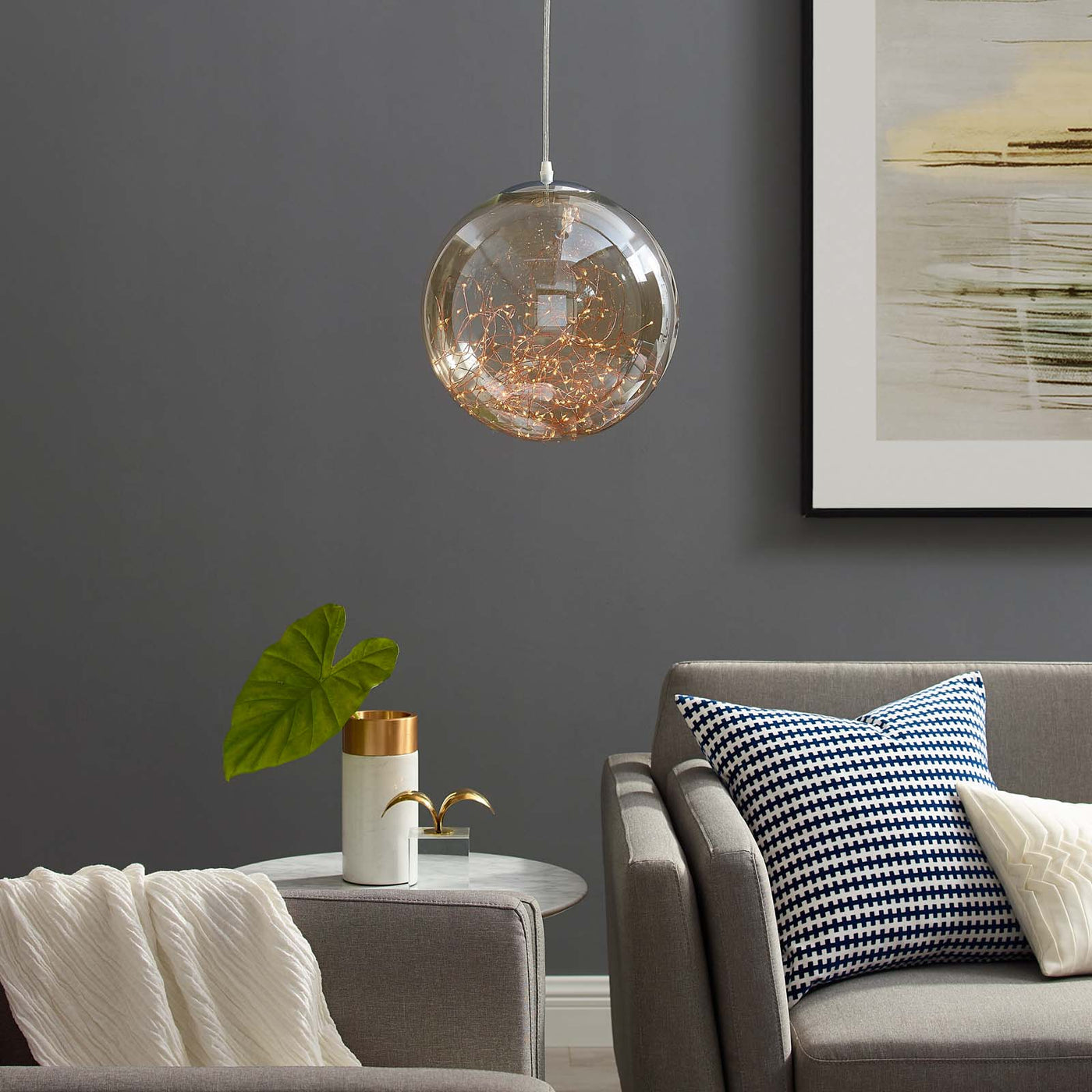 amber glass globe light