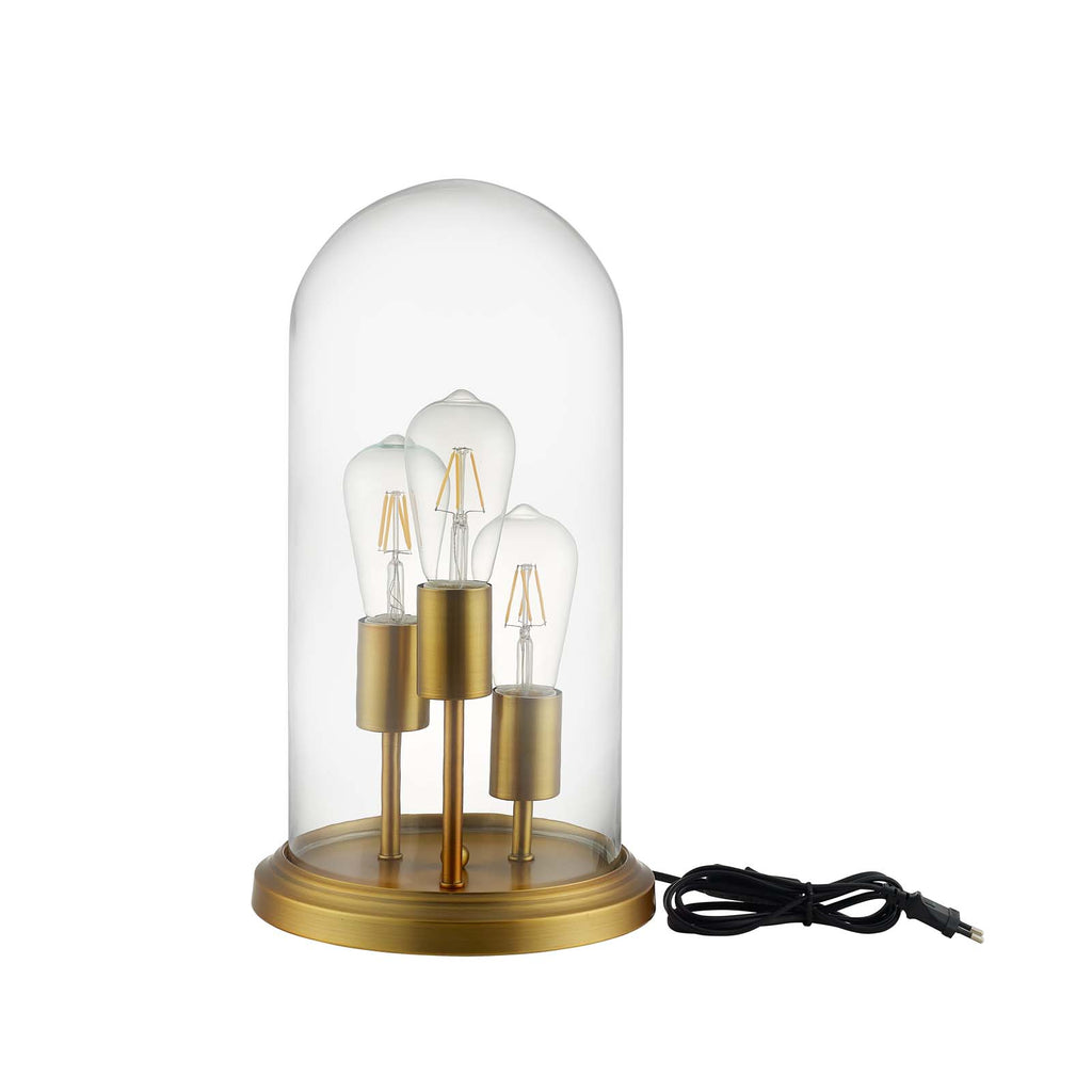 glass cloche 3 edison bulb table lamp