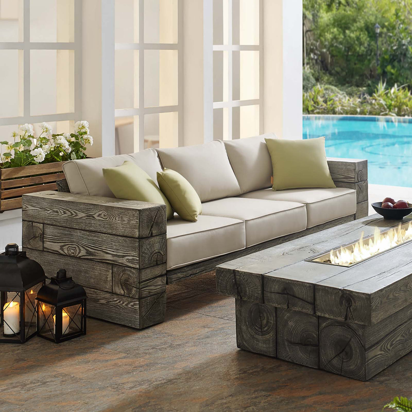 rustic patio couch