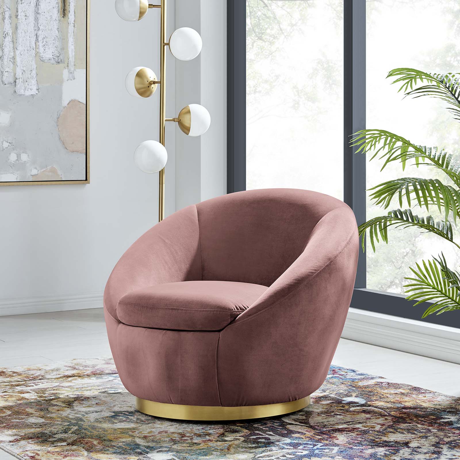 pink velvet spinny chair