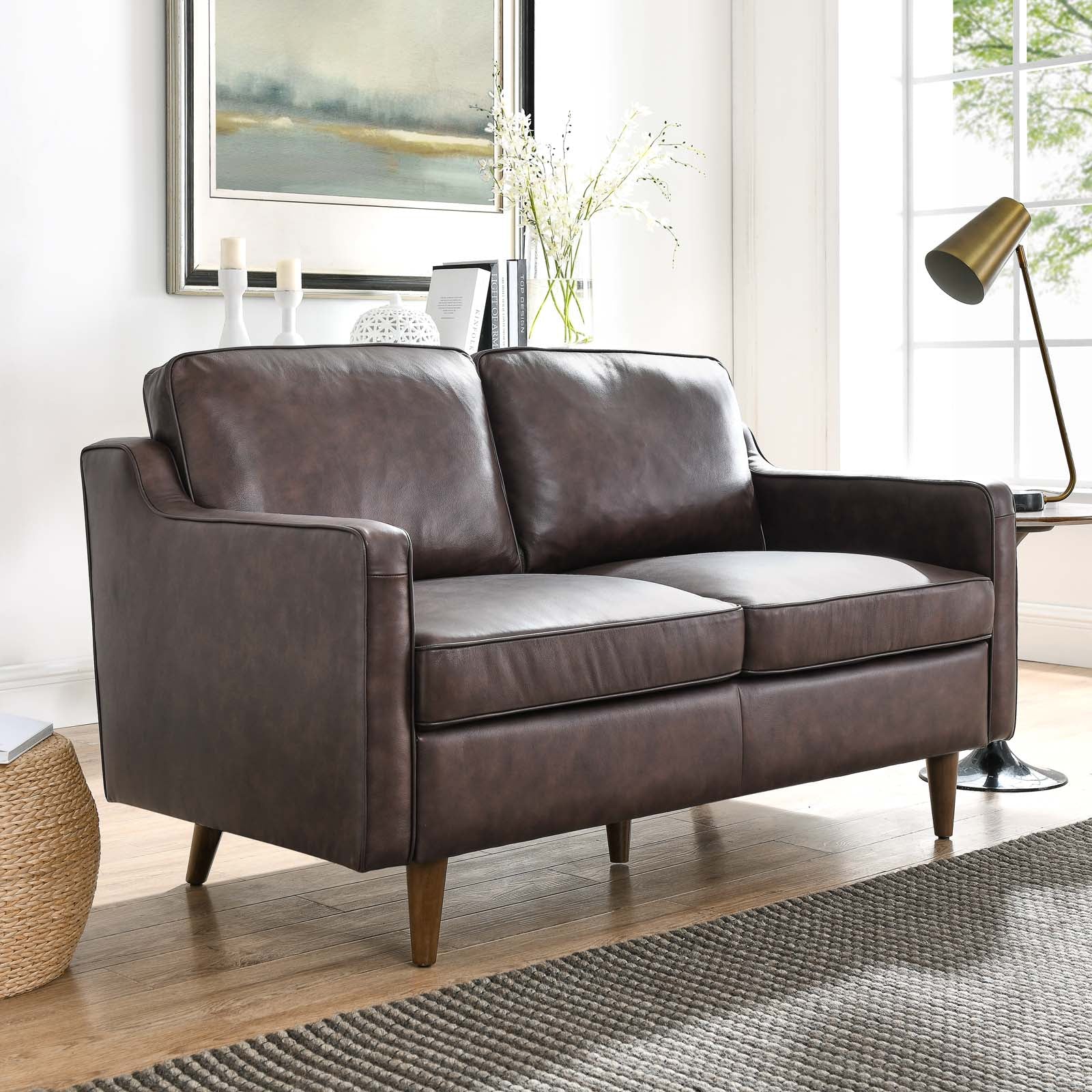 genuine leather loveseat and chair