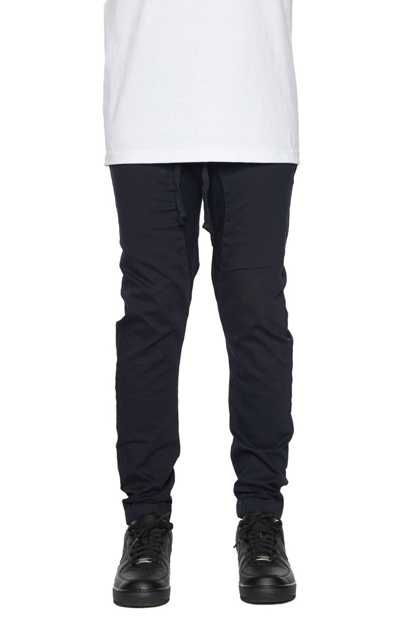 navy twill joggers