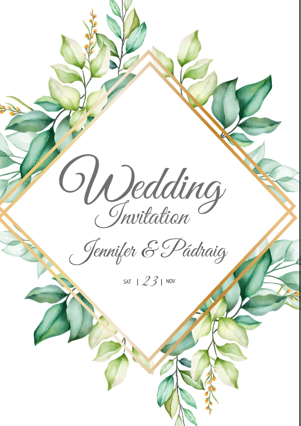 Emerald Green Floral Wedding Invitation – Whats The Plan