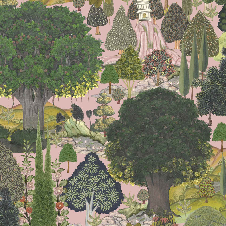 Gardens of Jaipur by Mind the Gap  TaupeGreenBrown  Mural  Wallpaper  Direct