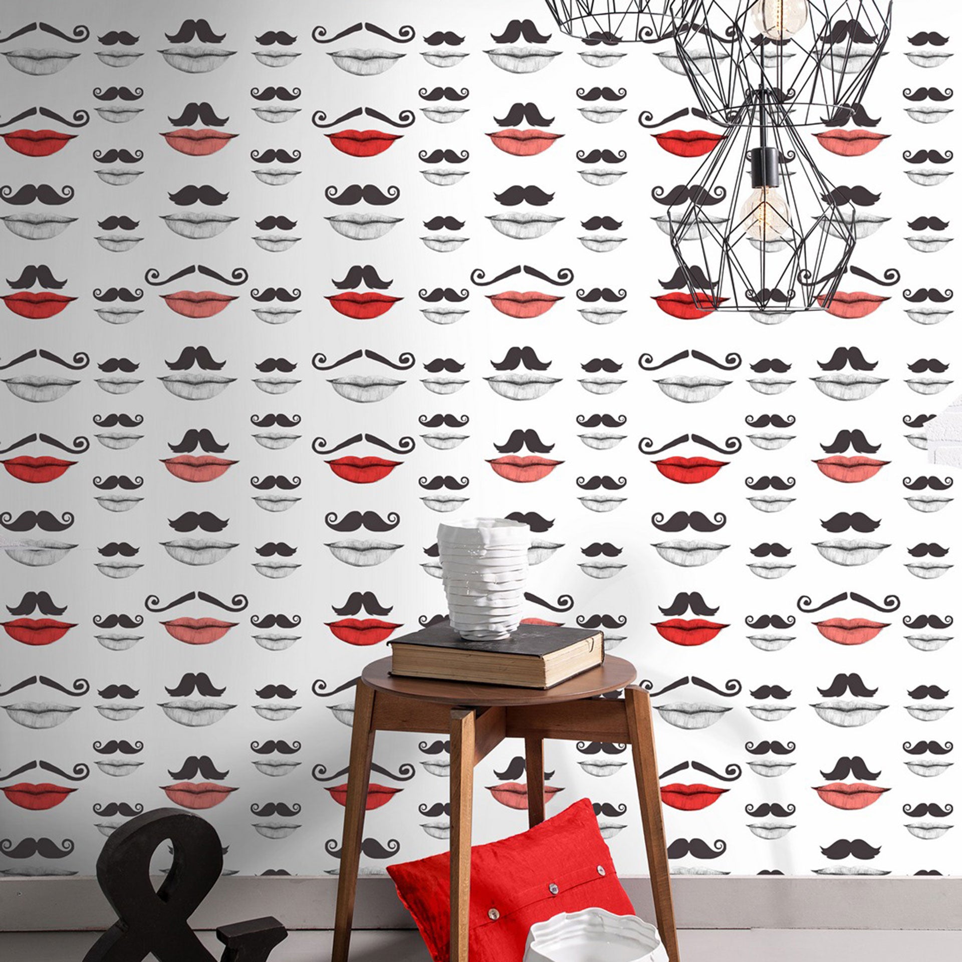 Moustache And Lips Wallpaper by MINDTHEGAP