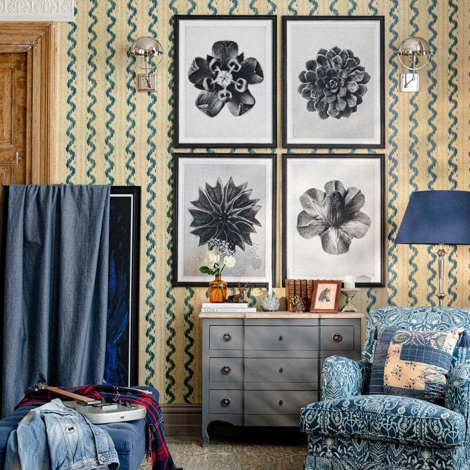 T16246 INDIES IKAT Wallpaper Green from the Thibaut collection