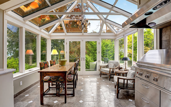 Sunroom with dining room furniture 