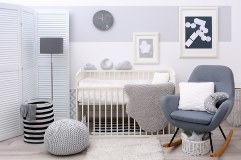 Gray color scheme baby nursery 