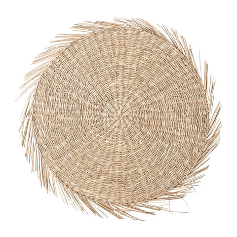 Round Hand-Woven Natural Seagrass Placemat, Natural