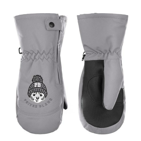 grey ski mittens