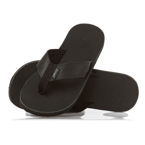 reef black leather flip flops